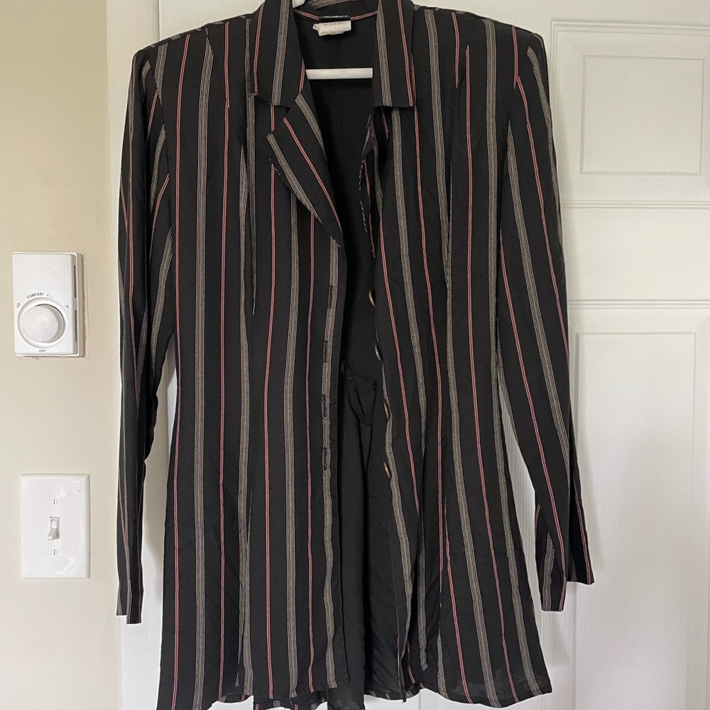 vintage two piece matching pin striped blazer and skirt set